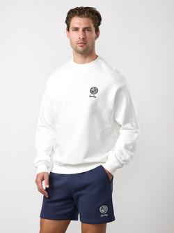 Gym King Heritage Crest Cotton Sweatshirt, Cream/Indigo Blue - view 2, Cream/Indigo Blue