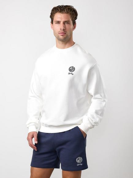 Gym King Heritage Crest Cotton Sweatshirt, Cream/Indigo Blue - view 2, Cream/Indigo Blue