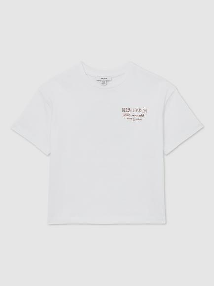 Reiss Kids' Luc Short Sleeve Back Print T-Shirt, White, White