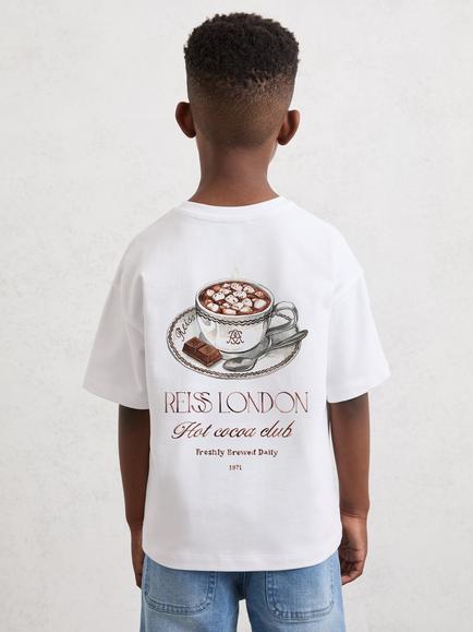 Reiss Kids' Luc Short Sleeve Back Print T-Shirt, White - view 2, White