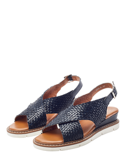 Moda in Pelle Keela Woven Leather Strappy Sandals - view 2, Navy
