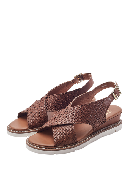 Moda in Pelle Keela Woven Leather Strappy Sandals - view 2, Tan