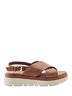 Moda in Pelle Nettina Leather Cross Strap Sandals, Tan, Tan