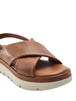 Moda in Pelle Nettina Leather Cross Strap Sandals, Tan - view 2, Tan