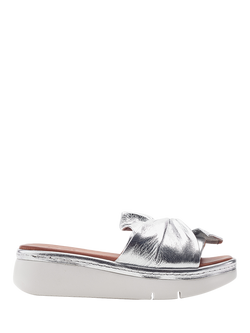 Moda in Pelle Ollin Leather Twist Slider Sandals, Silver, Silver