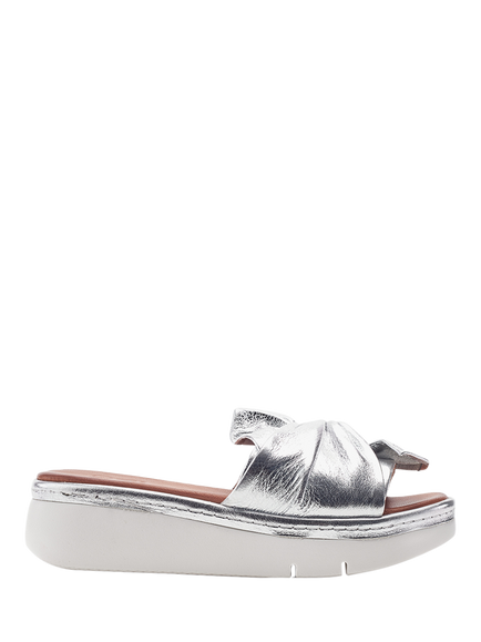 Moda in Pelle Ollin Leather Twist Slider Sandals, Silver, Silver