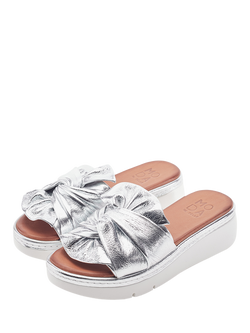Moda in Pelle Ollin Leather Twist Slider Sandals, Silver - view 2, Silver