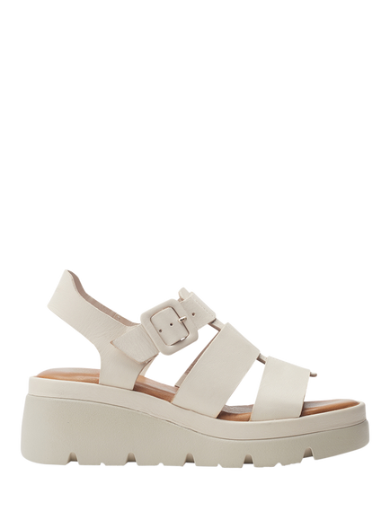 Moda in Pelle Stathes Leather Wedge Heel Strappy Sandals, Off White
