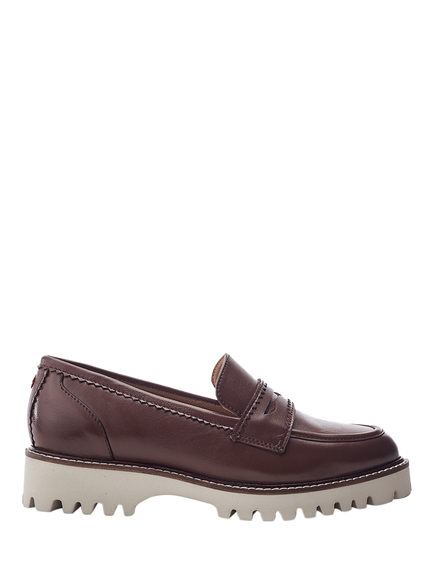 Moda in Pelle Eleyna Leather Chunky Loafers, Brown