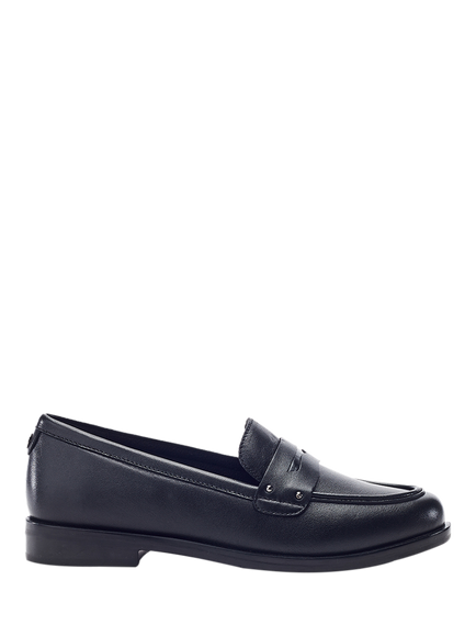 Moda in Pelle Ema Leather Penny Loafers, Black, Black