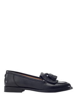 Moda in Pelle Florana Leather Tassel Trim Loafers, Black, Black