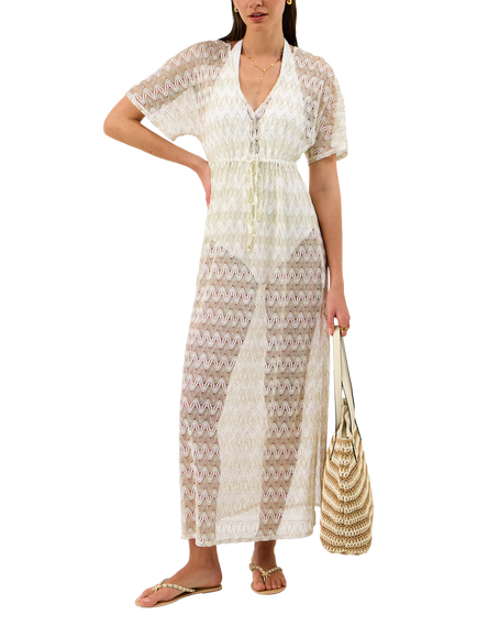 Accessorize Crochet Maxi Kaftan Dress, White, White