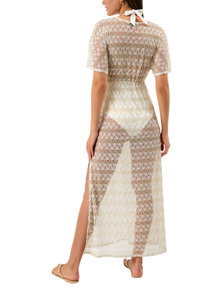 Accessorize Crochet Maxi Kaftan Dress, White - view 2, White