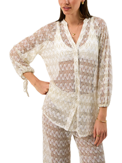 Accessorize Crochet Beach Shirt, White, White