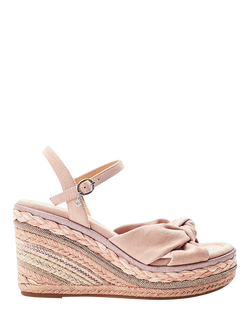 Moda in Pelle Meerah Alcantara Knot Detail Wedge Heel Ssandals, Cameo
