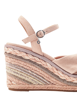 Moda in Pelle Meerah Alcantara Knot Detail Wedge Heel Ssandals - view 2, Cameo