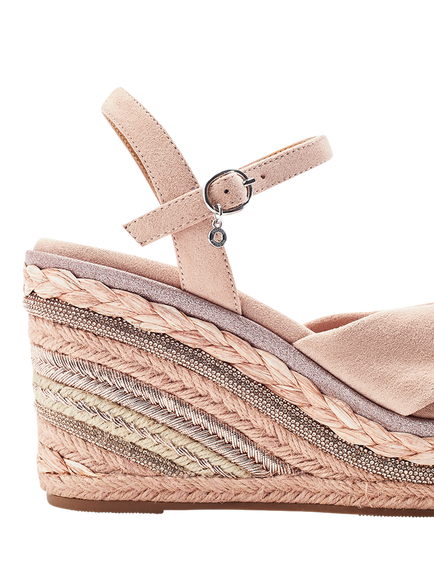Moda in Pelle Meerah Alcantara Knot Detail Wedge Heel Ssandals - view 2, Cameo