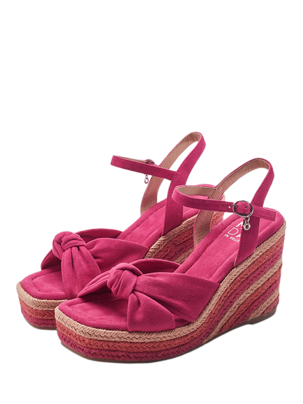 Moda in Pelle Margaritaa Alcantara Twist Wedge Heel Sandals - view 2, Pink