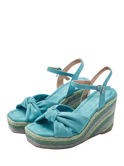 Moda in Pelle Margaritaa Alcantara Twist Wedge Heel Sandals - view 2, Blue