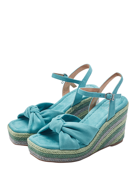 Moda in Pelle Margaritaa Alcantara Twist Wedge Heel Sandals - view 2, Blue