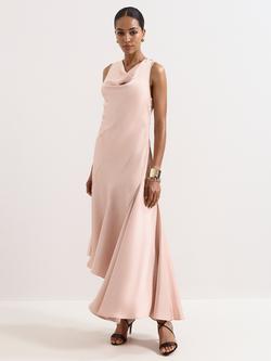 Phase Eight Thyra Asymmetrical Hem Satin Dress, Pink, Pink