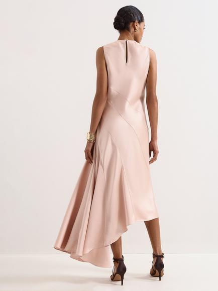 Phase Eight Thyra Asymmetrical Hem Satin Dress, Pink - view 2, Pink