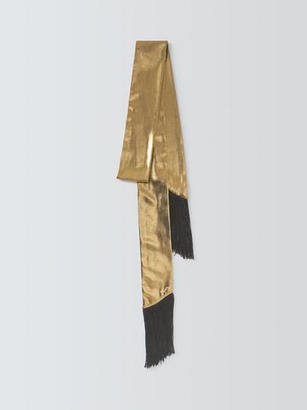 John Lewis x RIXO Cassandra Metallic Fringe Scarf, Gold - view 2, Bronze