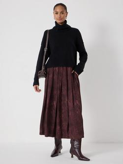HUSH Ivy Pleated Chiffon Midi Skirt, Brown - view 2, Brown