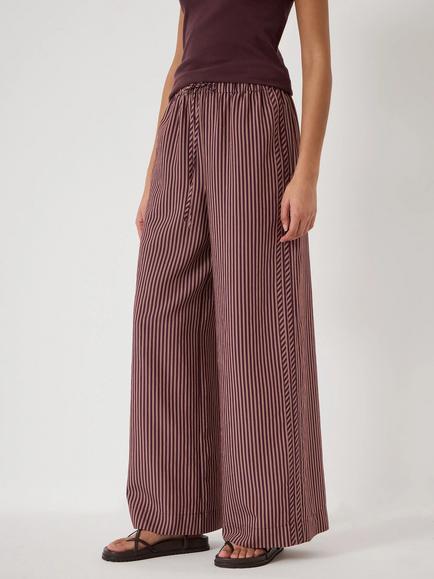 HUSH Petunia Striped Side Detail Trousers, Burgundy, Burgundy