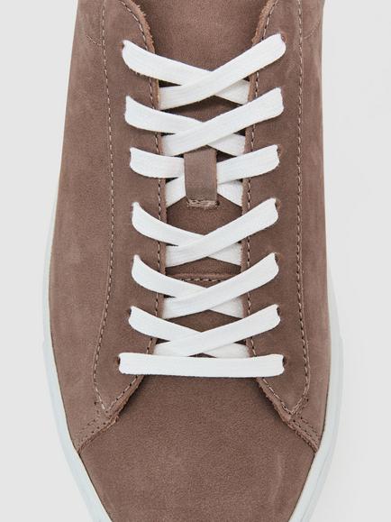 Reiss Finley Lace Up Leather Trainers, Taupe Brown - view 2, Taupe Brown
