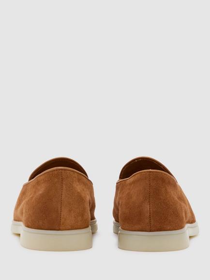 Reiss Harrison Suede Loafers, Camel Brown - view 2, Camel Brown