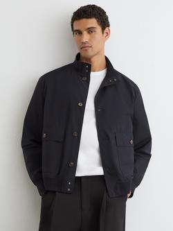 Reiss Latent Technical Button Through Bomber Jacket, Navy, Navy
