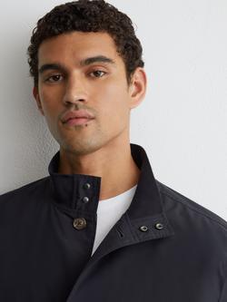 Reiss Latent Technical Button Through Bomber Jacket, Navy - view 2, Navy