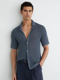 Reiss Buzzard Revere Collar Shirt, Airforce Blue, Airforce Blue