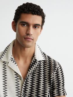 Reiss Dain Geometric Shirt, White/Black - view 2, White/Black