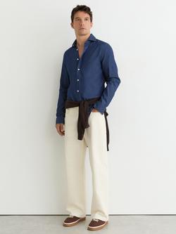Reiss Don Cotton Shirt, Dark Blue Wash, Dark Blue Wash