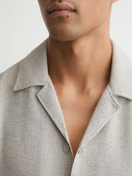 Reiss Dornie Cuban Collar Shirt, White/Black - view 2, White/Black