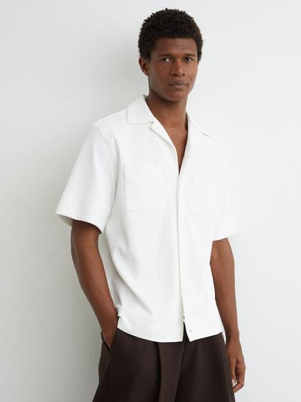 Reiss Odessa Cuban Collar Shirt, White