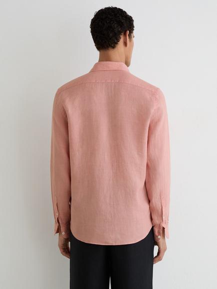 Reiss Ruban Linen Shirt, Watermelon Pink - view 2, Watermelon Pink