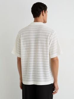 AllSaints Sid Crochet Button Through Short Sleeve Shirt, Off White - view 2, Off White