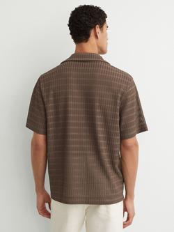 AllSaints Sid Crochet Button Through Short Sleeve Shirt, Taupe Brown - view 2, Taupe Brown