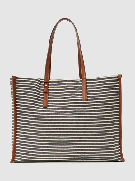 Reiss Sacha Striped Canvas Tote Bag, Navy/Off White - view 2, Navy/Off White