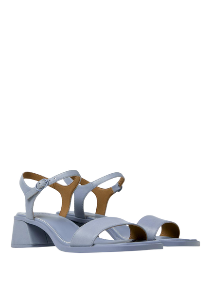 Camper Kora Leather Block Heel Strappy Sandals, Blue - view 2, Blue