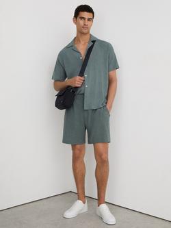 Reiss Flint Textured Shorts, Dark Sage, Dark Sage