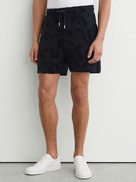 Reiss Voss Towelling Jacquard Drawstring Shorts, Navy, Navy