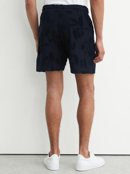 Reiss Voss Towelling Jacquard Drawstring Shorts, Navy - view 2, Navy