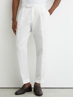 Reiss Com Cotton Linen Blend Straight Leg Trousers, White, White