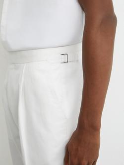 Reiss Com Cotton Linen Blend Straight Leg Trousers, White - view 2, White