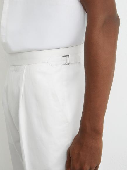 Reiss Com Cotton Linen Blend Straight Leg Trousers, White - view 2, White