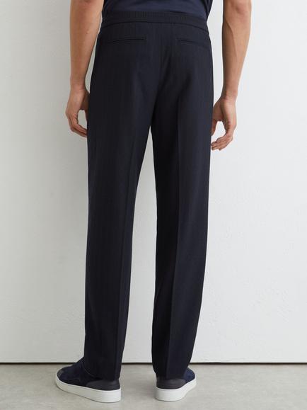 Reiss Sidney Tapered Trousers, Navy - view 2, Navy